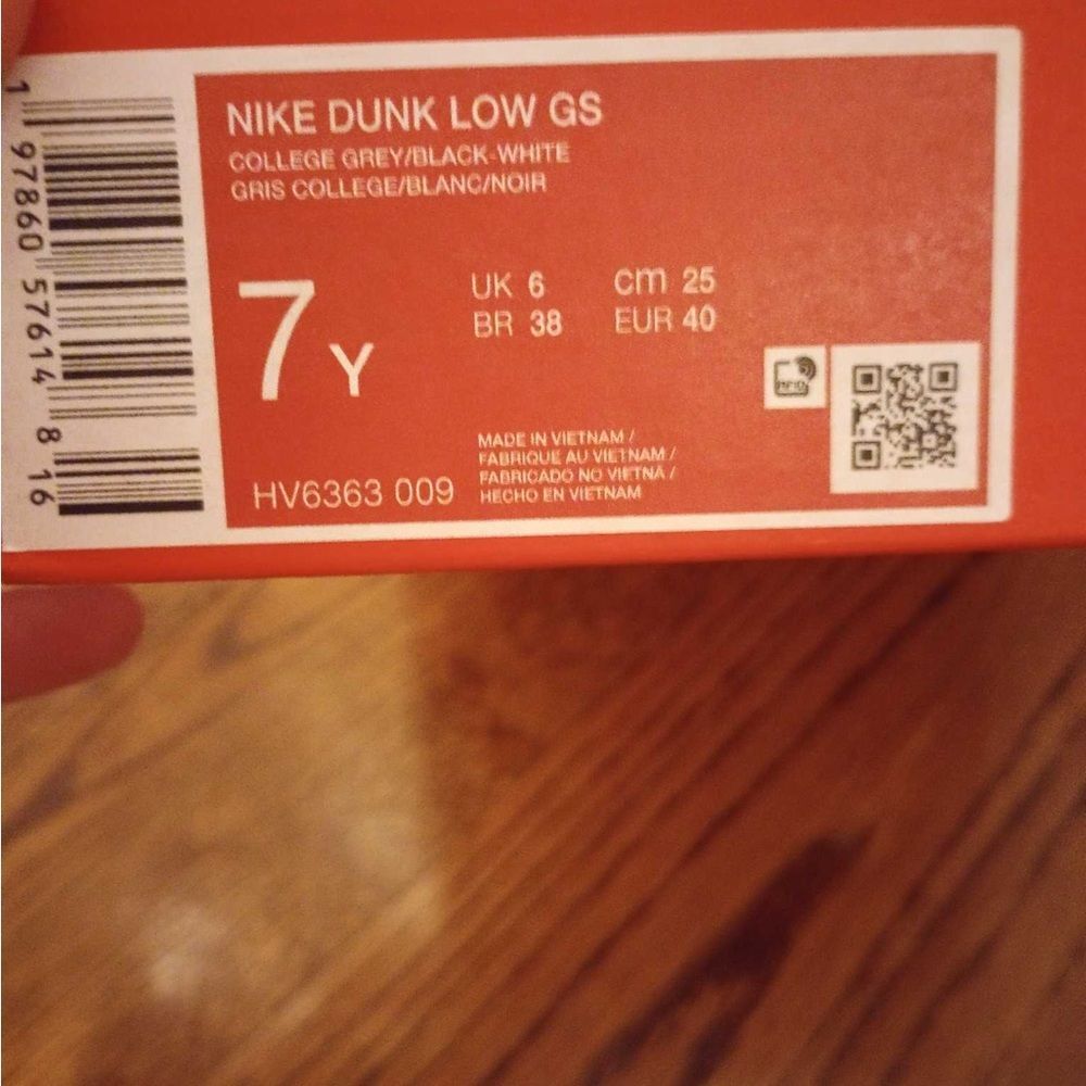 Nike Dunk Low GS in College Gray and Black Boys 7Y - Picture 3 of 5